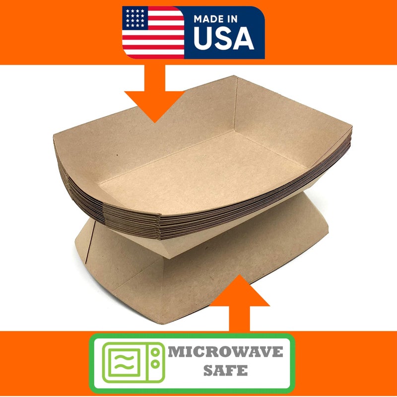 Mr. Miracle Mr Miracle Paper Food Trays, Kraft Paper. Extra Large (5LB). 100 Pack, Disposable, Recyclable Serving Boats.For Condiments, Snacks & Concession Food, Grease Ressistant - Image 4
